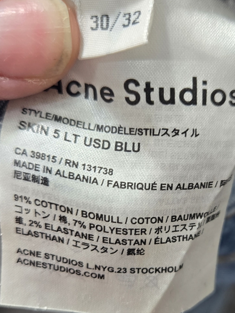 Acne Studio Women's Skin 5 LT USD Blu Jeans Sz 30/32 - Picture 6 of 13